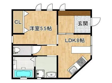 フレンドリー西町(1LDK/1階)の間取り写真