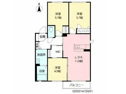 メゾンエスポワール III棟(3LDK/2階)の間取り写真