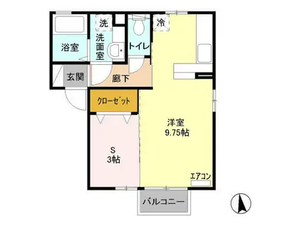 シャルムトロン C(1LDK/2階)の間取り写真