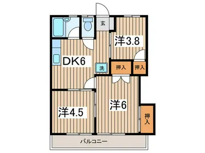ドエル籾山I(3DK/2階)の間取り写真