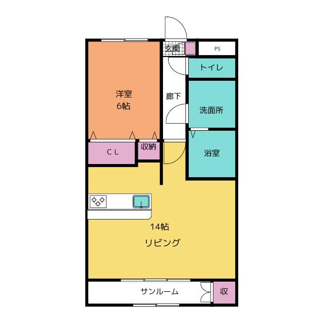 AS ONE III(1LDK/1階)の間取り写真