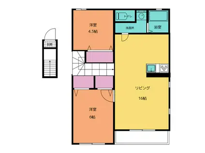 シャトーブリアン・フラットII(2LDK/2階)の間取り写真