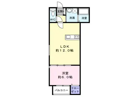 ハウスモメゾン大浜 B(1LDK/1階)の間取り写真