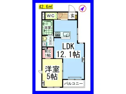 AF レフィナード中町(1LDK/2階)の間取り写真