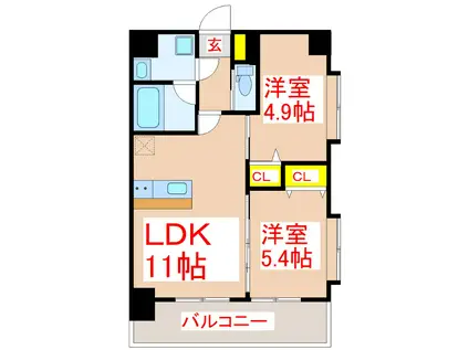 LINKUSCOUT OGAWA(2LDK/6階)の間取り写真