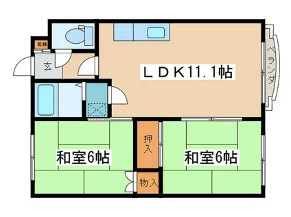 梅田マンション(2LDK/1階)の間取り写真