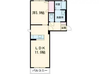 プラリュー1(1LDK/2階)の間取り写真