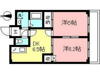 コーポタナカB棟(2DK/3階)の間取り写真