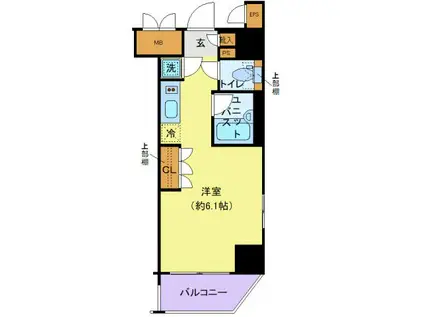 ガリシアヒルズ西麻布ウエスト(ワンルーム/10階)の間取り写真