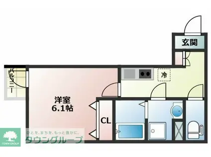 プルミエII(1K/2階)の間取り写真