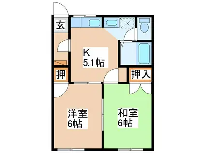 フレグランスピュアー(2K/1階)の間取り写真