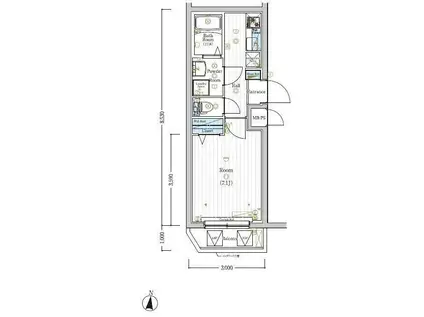 MAXIV百合ヶ丘DUE(1K/2階)の間取り写真