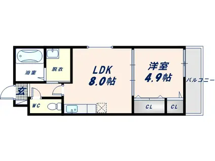 フジパレス城東永田II番館(1LDK/2階)の間取り写真