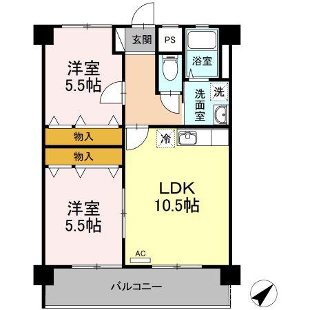 アーブルセゾン(2LDK/2階)の間取り写真