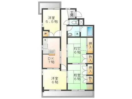 東マンションI(4DK/7階)の間取り写真