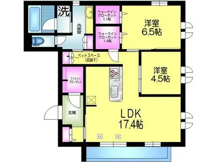 グランリュミエール(2LDK/2階)の間取り写真