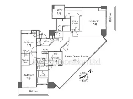 アップルタワー東京キャナルコート(3LDK/40階)の間取り写真