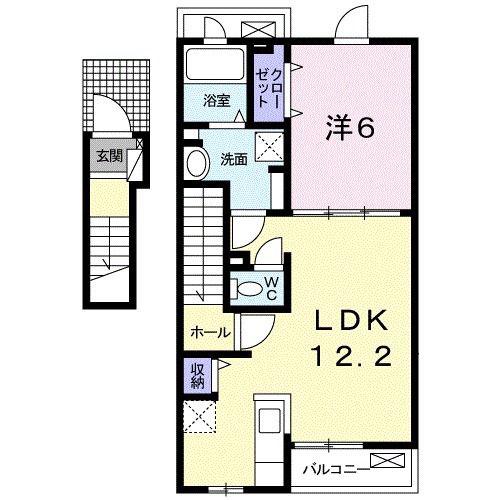 一楽ハウス(1LDK/2階)の間取り写真