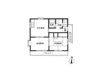 ベルセゾン本牧(2DK/2階)の間取り写真