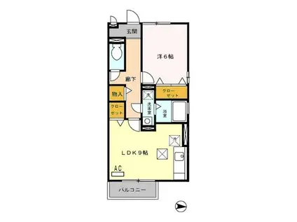 モナリエ池田新町(1LDK/1階)の間取り写真