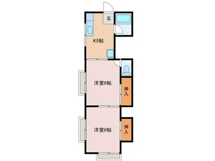 ハイツオーデン(2K/1階)の間取り写真