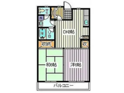 ドウェル武蔵浦和(2DK/1階)の間取り写真