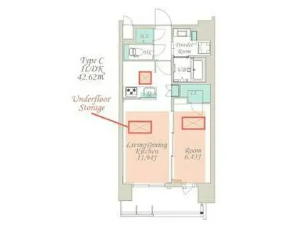 スプランディッド江東住吉(1LDK/9階)の間取り写真