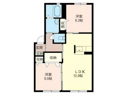 シャルル・アンレ(2LDK/1階)の間取り写真