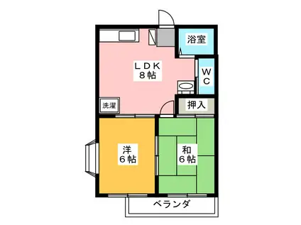 セフィール(2DK/1階)の間取り写真
