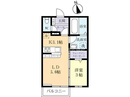 クレール(1LDK/2階)の間取り写真
