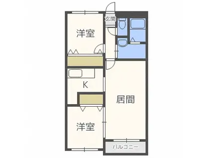 アビタシオン美香保(2LDK/2階)の間取り写真