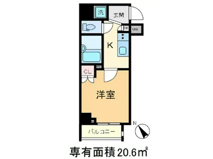 スパシエエル・ヴィエント・アース板橋タワー(1K/9階)の間取り写真