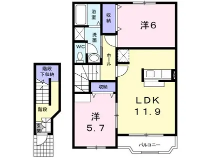 グランヴェール21E(2LDK/2階)の間取り写真