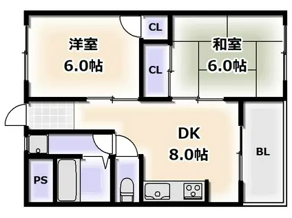 NCOURT我孫子(2DK/3階)の間取り写真