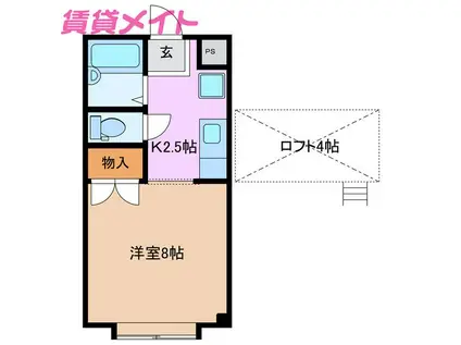 グリーンハウス(1K/2階)の間取り写真