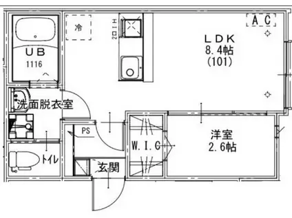 KEIAI RESIDENCE 小手指(1LDK/1階)の間取り写真