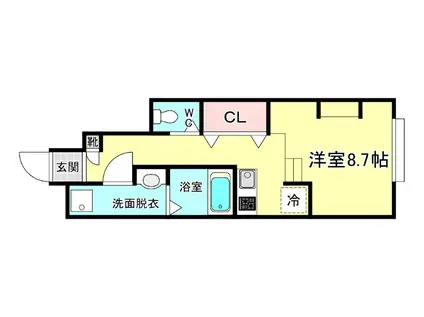 あんしん西宿(ワンルーム/1階)の間取り写真