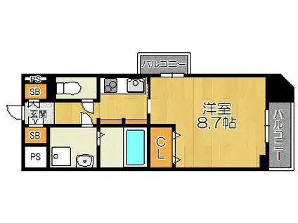 CASSIA塚本(1K/13階)の間取り写真
