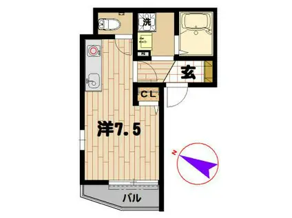 アルドゥール白楽(1K/3階)の間取り写真