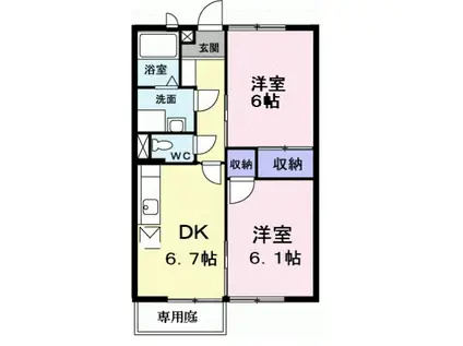 ニューハイツ前田B(2DK/1階)の間取り写真