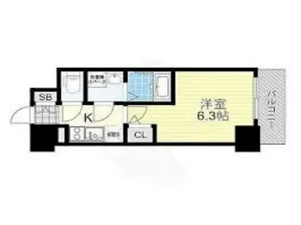 エスリード難波セントラル(1K/12階)の間取り写真