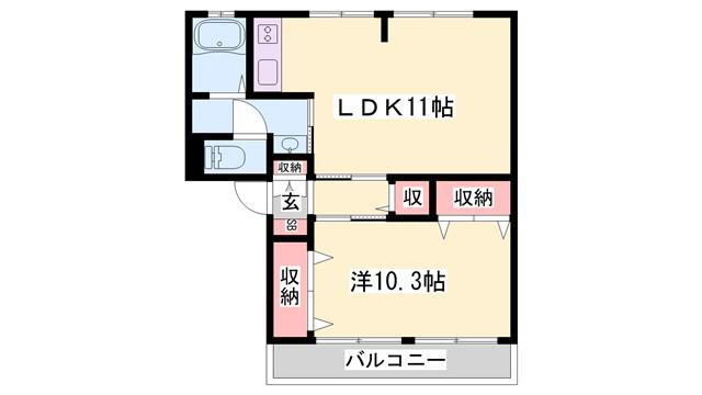 サンライフ雅B棟(1LDK/1階)の間取り写真