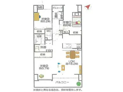 アルファステイツ富田浜(3LDK/2階)の間取り写真