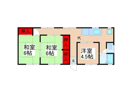 ブルースカイコーポ(3K/1階)の間取り写真