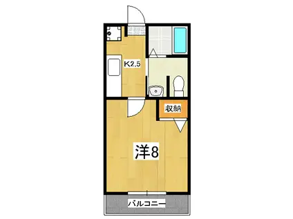 フラッティ大和(1K/2階)の間取り写真