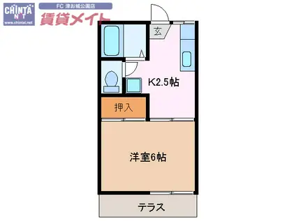 サニーライフ栗真A(1K/1階)の間取り写真