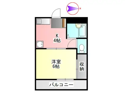 第3ハイツタマキ(1K/2階)の間取り写真
