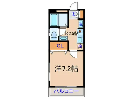 山本第3リバーサイドマンション(1K/3階)の間取り写真