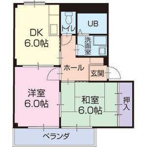 ハピネス西之坊(2DK/1階)の間取り写真