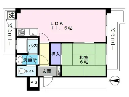 コートセオン(1LDK/3階)の間取り写真